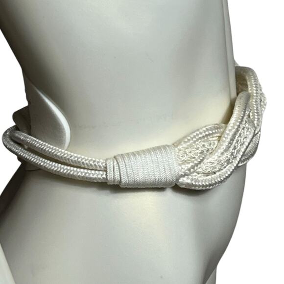 Nautical White Braided Rope Belt with Silver Hook Clasp - Casual Summer Style - Picture 2 of 9